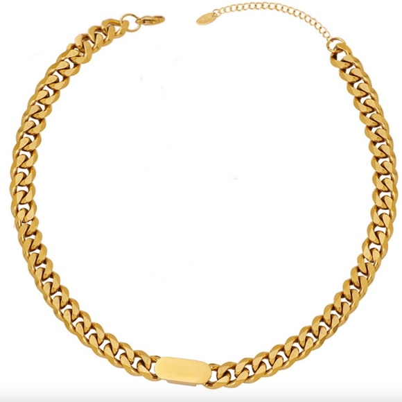 18K GOLD PLATED STAINLESS STEEL PLAIN CUBAN CHAIN - Picture 1 of 1